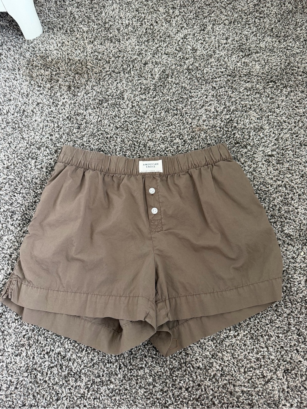 American Eagle Outfitters High-Waist Relaxed Shorts in Olive Brown